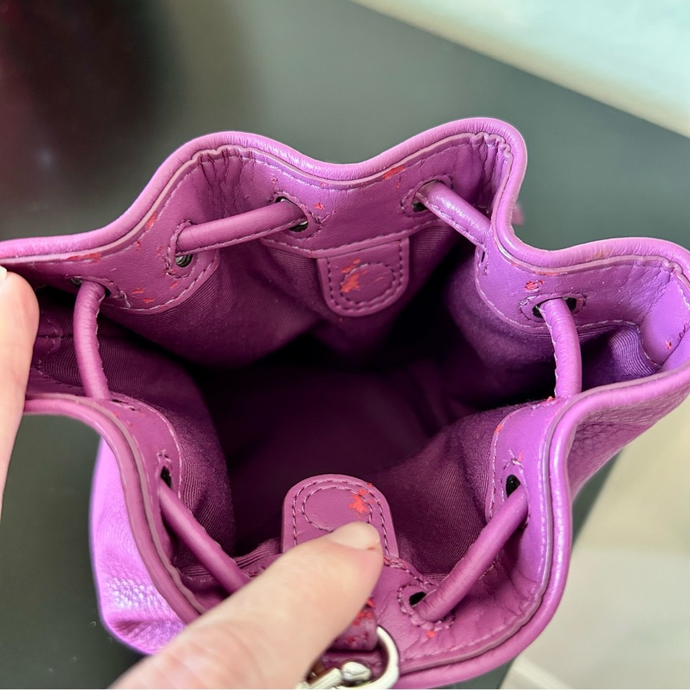Coach Purple Petal Pebbled Leather Wristlet - Picture 11 of 17